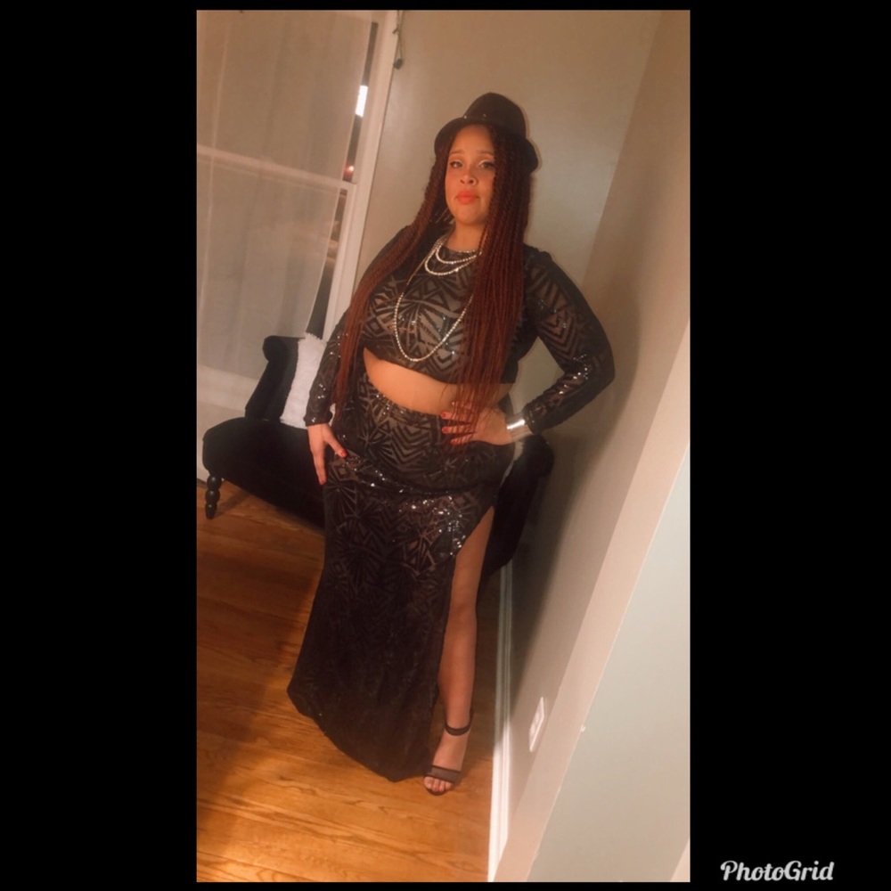 Sequin dress set black